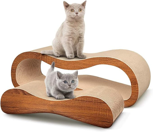2 in 1 Cat Scratcher Cardboard Lounge Bed, Cat Scratching Board, Durable Board Pads Prevents Furniture Damage,Large by FluffyDream