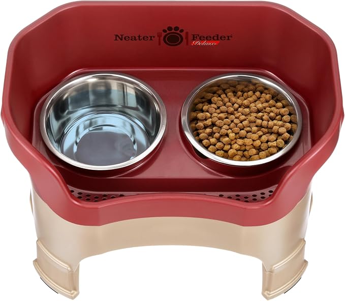 Neater Feeder Deluxe Mess-Proof Elevated Dog Bowls for Medium Dogs (19–40 lbs), 2 Height Adjustable (10” & 12.5”) No-Spill Raised Dog Bowl Stand, Stainless Steel Food Bowl Set, Made in USA, Cranberry - Image 9