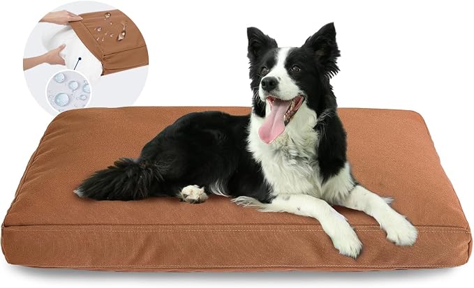 Miguel Durable Canvas Dog Bed for Large Medium Pet Outdoor Dogs Pad 14 Ounce Canvas Dog Pillow Waterproof with Removable Washable Cover,40 x 30 inch,40 x 30 inch, Caramel by Miguel