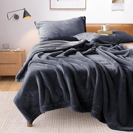 YISURE Waterproof Reversible Bed Blanket 90"x80", Slate Grey/Cool Grey | Large KingSize Squirt Blanket Stain & Leak Proof by YISURE