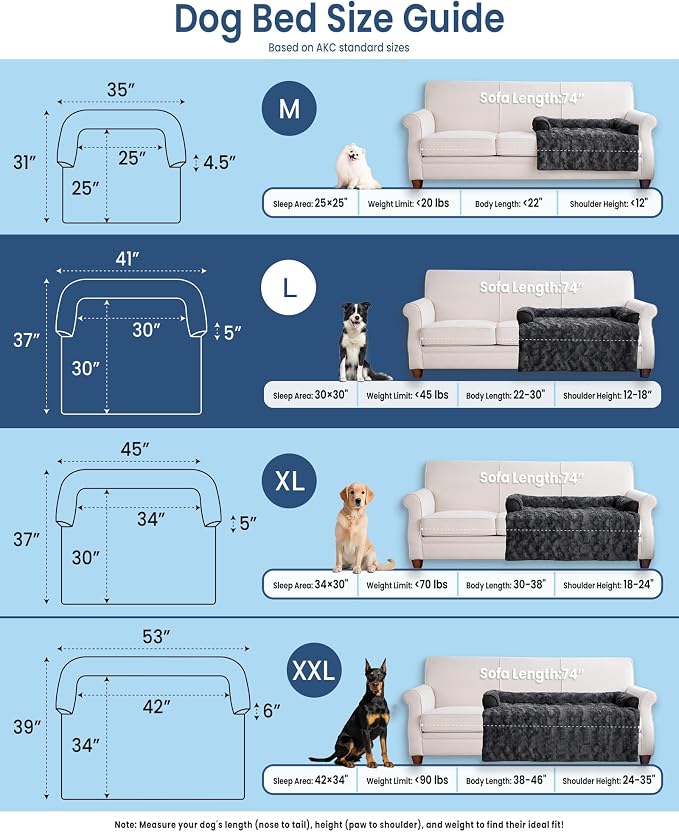 Calming Large Dog Couch Bed, Waterproof Memory Foam with Durable Fluffy Fuzzy Mats, Washable Removable Cover Protector for Sofa, Bedside, Gift, 41 x 37 Inches, Dark Grey - Image 5