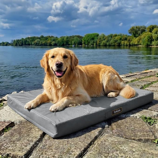 Sytopia Outdoor Dog Bed for Extra Large Dogs (90 lbs), Waterproof Orthopedic Pet Bed with Removable Washable Cover, Indoor Outdoor Dog Mat for Patio, Crate, Camping, Travel & Home, Gray by Sytopia