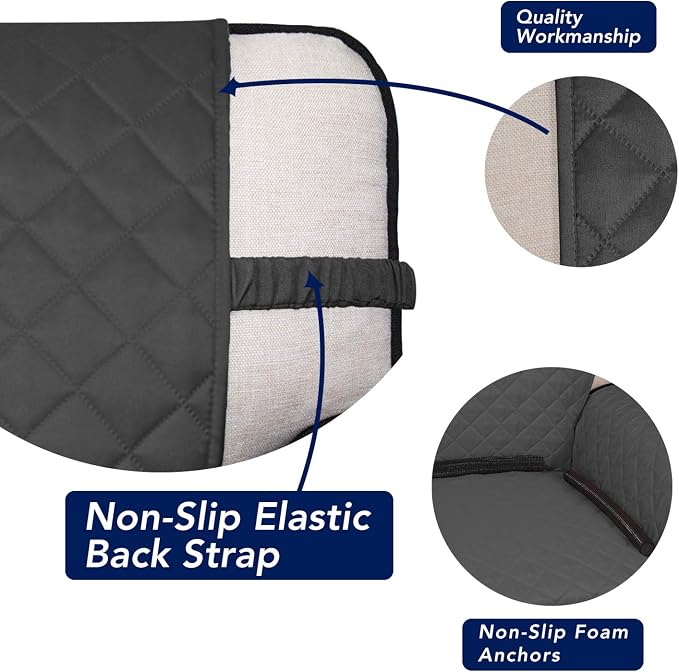 PureFit Reversible Quilted Sofa Cover Dog Couch Covers for Sofa, 66 in | Dark Gray/Beige, Water Resistant Couch Protector, Washable Pet Couch Cover with Non Slip and Elastic Straps For Kids - Image 3