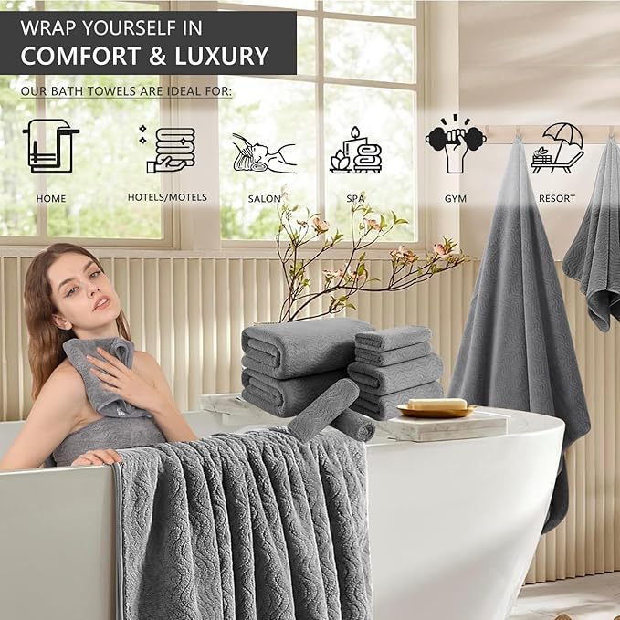 4 Pack Washcloths Set 13"x13",Grey Towel Set for Bathroom,Highly Absorbent & Quick Dry Premium Towel for Daily Use,Soft Microfiber Multipurpose Washcloths Towel Set for Hotel, Spa,Shower,Gym - Image 8