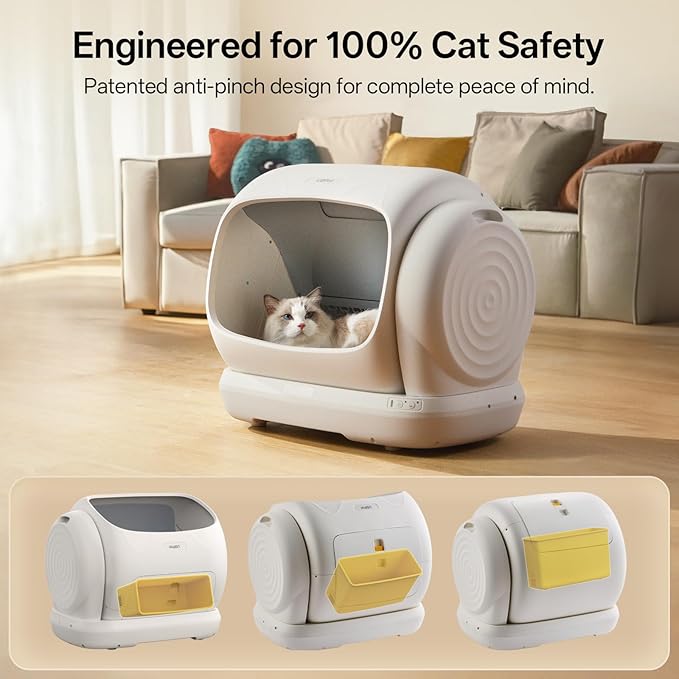 UBPET Automatic Litter Box, 106L Extra Large Self-Cleaning Cat Litter Box for Multiple Cats, Smart App Control, Odor-Control System, Anti-Pinch Safety Design, Includes Waste Bags and Deodorizer Blocks - Image 3