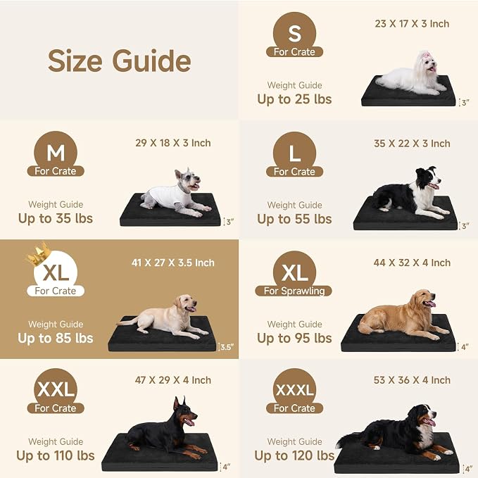 XL Waterproof Dog Bed for Crate, Washable Reversible Pads, 41x27, Black | Kennel Pet Bed for Medium Large Dogs with Removable Cover, Waterproof, Wipeable, Anti-Slip, Outdoor, Black - Image 8