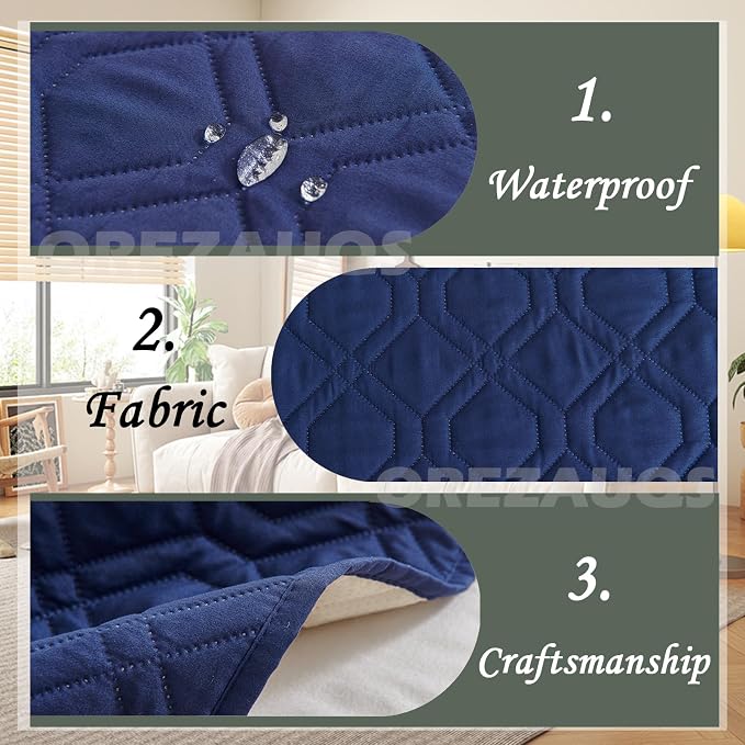 Waterproof Blanket Dog Bed Cover Non Slip Large Sofa Cover Dog Blanket for Couch Protection Pet Blanket for Furniture Bed Couch Sofa Reversible (Blue,130 * 210cm) - Image 4
