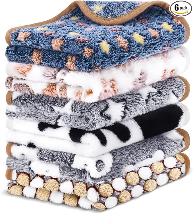 Eilyliafe 6 Pcs Guinea Pig Blankets Bedding Small Animal Cage Liners Sleep Mat Absorbent Reusable Pet Pee Bedding Pad Cover for Hamster Ferret Chinchilla Rabbit Hedgehog (14 x 28 Inch) by Eilyliafe