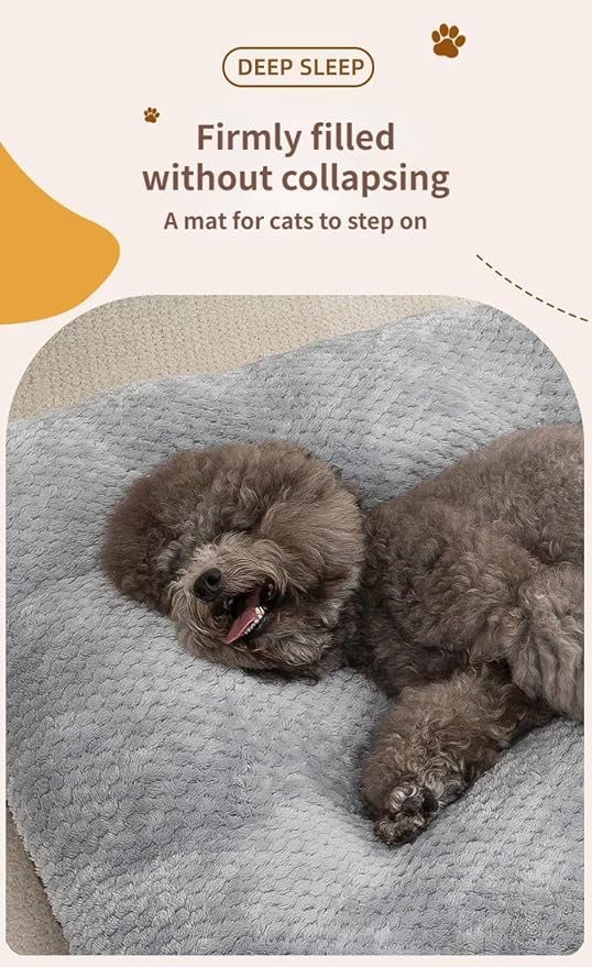 Dog Bed for Crate, Washable Mats for Sleeping, Soft and Fluffy, with Anti-Slip Bottom, Warm Dog Beds for Small Medium Large Dogs Cats Puppy Kitten (Light Brown,X-Small) - Image 3