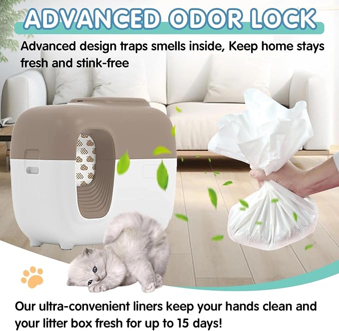 100Pcs Cat Litter Box Liners for PetSnowy SNOW+ Automatic Cat Litter Box, Tear & Leak Resistant Self-Sealing Waste Drawer Liner Bags - Image 5