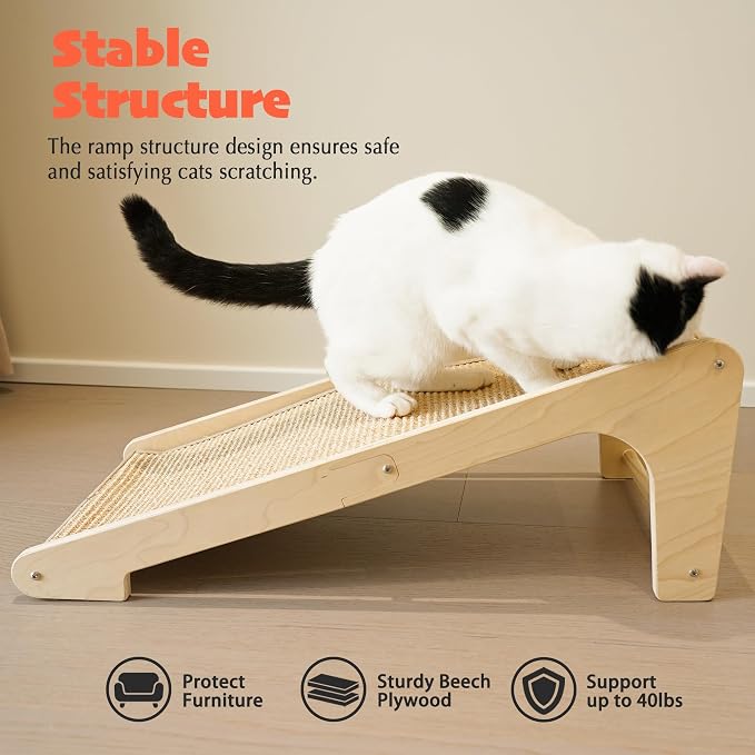 PETKARAY Sisal Cat Scratcher Ramp, L Shaped Scratching Post and Scratch Pad for Indoor Cats, Couch Furniture Protector - Image 5