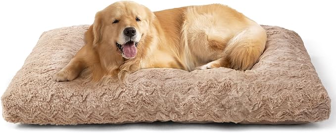 EHEYCIGA Washable XL Dog Bed for Crate 41x27 Inch, Kennel Pad for Extra Large Dogs Up to 65 lbs, Plush and Comfy Pet Sleeping Mat, Camel by EHEYCIGA