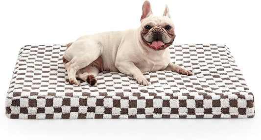 JOEJOY Dog Bed for Medium Dogs, Large Orthopedic Dog Bed with Removable Washable Cover, Cute Modern Plush & Memory Egg Crate Foam Dog Bed, 30 x 20 inch, Cofffee by JOEJOY