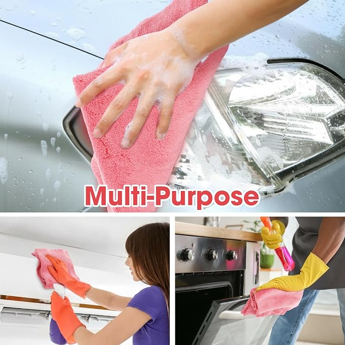 Shimeyao 30 Pcs 16 x 16 Inch Edgeless Microfiber Plush Towels for Cars Detailing Drying Wash Polishing Absorbent Cleaning Cloths, 500 GSM(Vivid Red) - Image 5