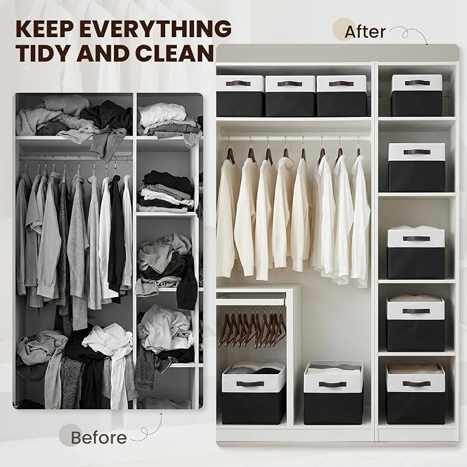 Criusia 6 Pack Closet Organizers and Storage Bins, Cute Dorm Room Essentials for Clothes Beddings Bags, Under Bed Storage Containers, Apartment Essentials Baskets for Organizing (14L*10W*9.5H) - Image 6