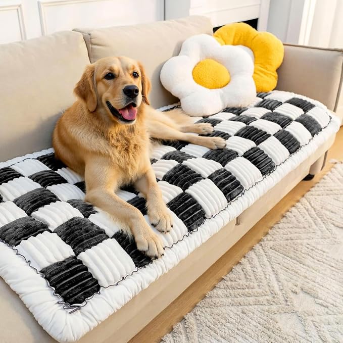 LiveGo Couch Cover for Dogs Washable, Sofa Cover Protector, Couch Covers for 3 Cushion Couch Sofa Pet Friendly, Soft, Non Slip (Black, 70x210 cm / 27.6x82.7 in) by LiveGo