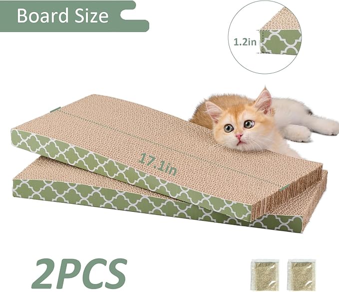 Cat Scratcher Cardboard Scratching Pads Scratch with Catnip 2PCS Reversible Corrugated Cardboard - Image 3