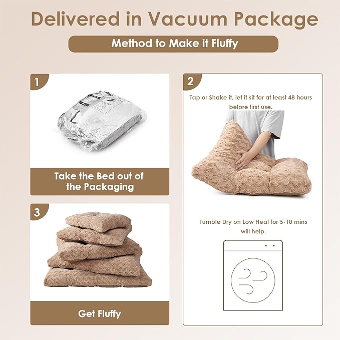 EHEYCIGA XXL Washable Dog Bed for Crate 47x29 Inch, Kennel Pad for Extra Large Dogs Up to 100 lbs, Plush and Comfy Pet Sleeping Mat, Camel - Image 6