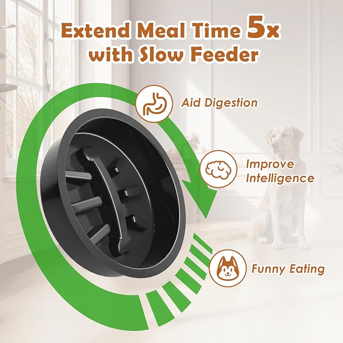 Elevated Dog Bowls: Height Adjustable Raised Dog Stand (4.5'' to 12'') 2 * 1700ml Stainless Steel Bowls + Slow Feeder, Feeding Station w/Storage Organizer & Toy Basket for Medium/Large Breeds - Image 7