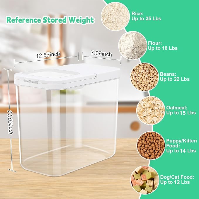 TBMax Dog Cat Food Storage Container 12Lbs with Airtight Flip-up Lid, Large Pet Food Dog Treat Container with Scoop, Airtight Food Storage Bin for Kitchen Organization - Image 2