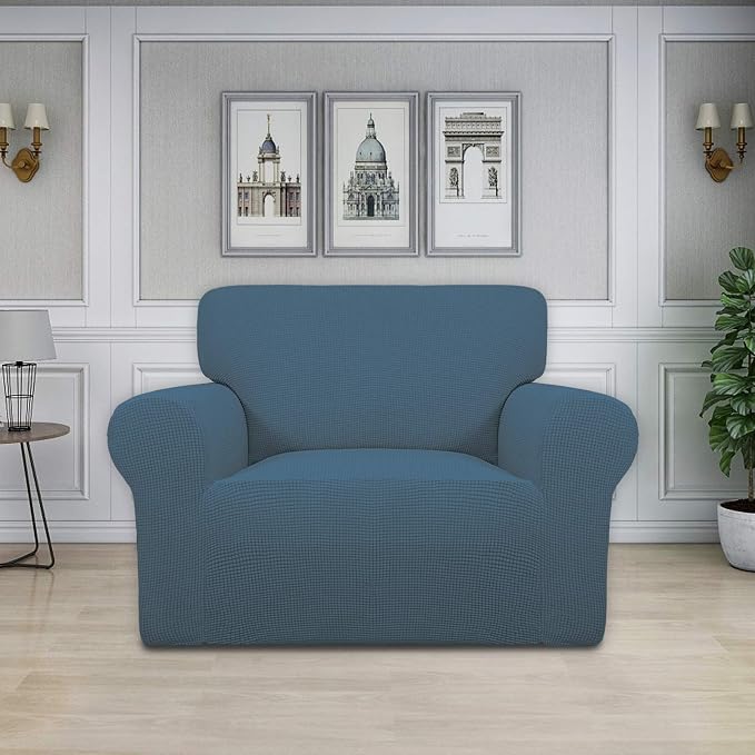 Easy-Going Stretch Oversized Chair Slipcover with Arm Washable Bluestone | 1-Piece Large chair covers armchair Furniture Protector for Living Room chair and a half cover Soft For Kids, Pet. - Image 2