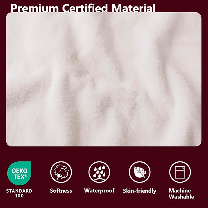 Waterproof Blanket - Reversible Dog Throw as Furniture Protector | Soft Velvet & Flannel, TPU Leak-Proof Liner, Machine Washable, Fits Couch and Bed, 68" x 82", Burgundy/Cream - Image 2