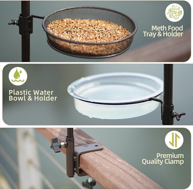 ERYTLLY Deck Hook Bird Feeder Pole Bird Feeder Porch Multi Hook Bird Feeding Station Kit Multi Feeder Hanging Kit Premium Bird Bath for Attracting Wild Birds Bird Feeder Planter Hanger - Image 6
