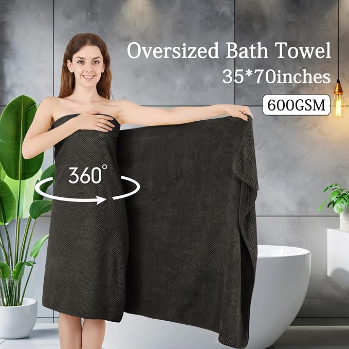 Extra Large Bath Towels Set 35x70 Inches - Dark Coffee Luxury 600 GSM Oversized Bath Sheet Towel,Ultra Soft Microfiber - Quick Dry,Highly Absorbent Shower Towels Spa Hotel Bathroom Towel Set (4-Pack) - Image 2
