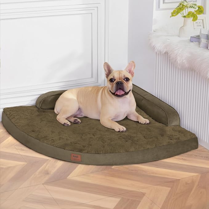 MEKIY Orthopedic Waterproof Dog Bed with Sides for Large Sizes Dogs | Egg Crate Foam, Waterproof Liner, Anti-Slip Bottom, Space-Saving, Perfect for Corners and Sofa Edges, 38 x 38 Inch by Mekiy