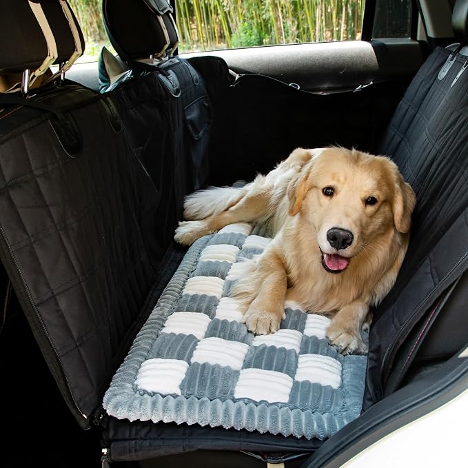Dog Bed for Car, Pet Travel Backseat Mat for Vehicle SUV Truck Jeep Automobile, Large Washable Foldable Non-Slip Fuzzy Soft Comfortable Cozy Extender Protector Cover Pad, Grey, 24.8x54 in - Image 7