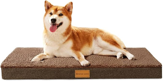 Patas Lague Orthopedic Dog Bed Large Sized Dog 36''X24'',Soft Waterproof Egg Crate Foam Medium Pet Crate Beds Mat with Removable Washable Cover and Non-Slip Bottom, Brown by PatasLague