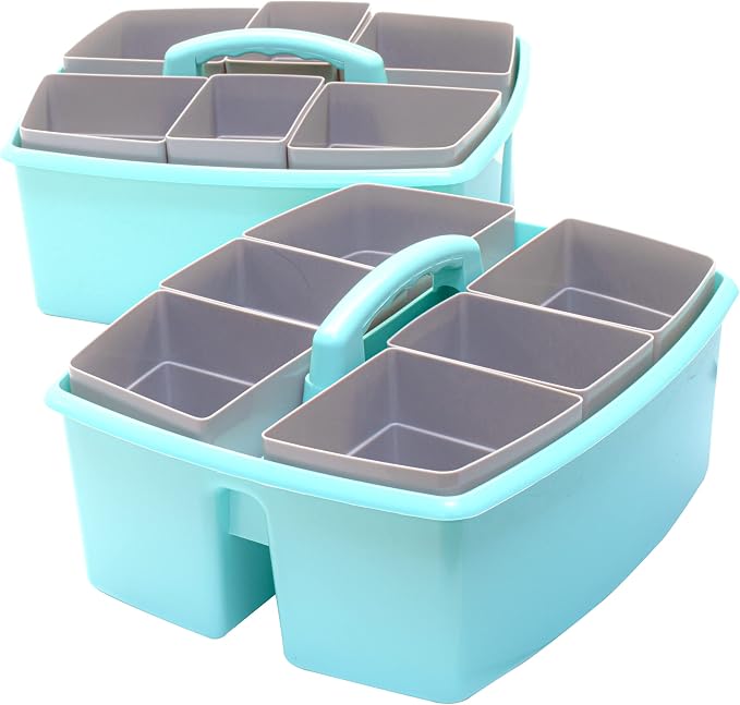 Storex Large Classroom Caddy with Cups, 13 x 11 x 6.575 Inches, Teal, Case of 2 (00984U02C) - Image 2