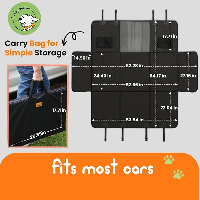 Car Back Seat Extender for Dogs – 40% Extra Space, 600D Oxford Waterproof Dog Car Seat Cover with Hard-Bottom Bridge, Non-Slip Base, Mesh Window & Storage Pockets – Foldable Design - Image 4