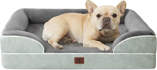 EHEYCIGA Orthopedic Small Dog Bed, Waterproof Memory Foam Washable Pet Beds | Non-Slip Bottom and Egg-Crate Foam Medium Pet Couch Bed with Washable Removable Cover, Greyish Green by EHEYCIGA