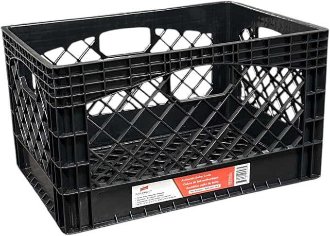 Juggernaut 6 Pack 24 Quart Storage Crate, Milk Crate Plastic Basket | 4 Handles, Organizer Bins for Office Storage & Classroom Organization, Black - Image 8