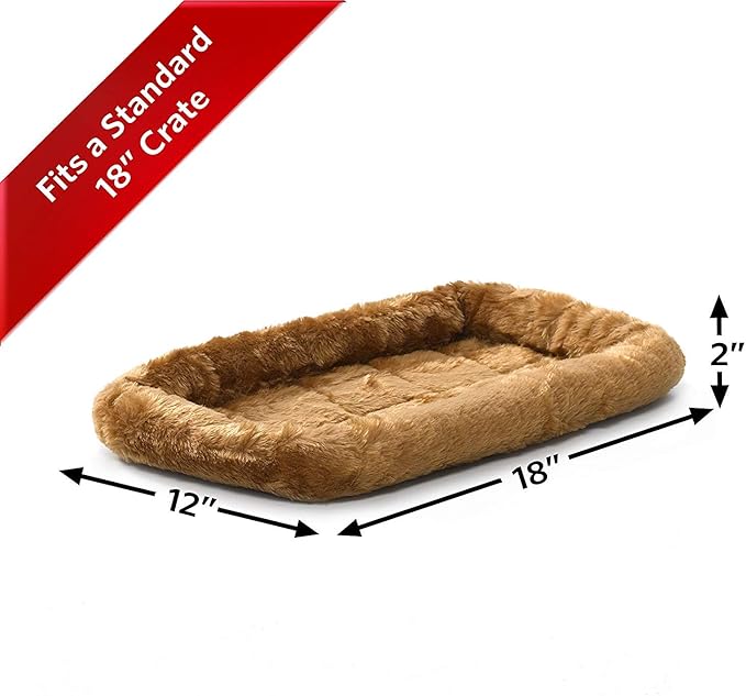 MidWest Homes for Pets QuietTime XXS Dog Bed – Cinnamon Faux Fur Bolster, Ultra-Soft and Machine Washable, Fits 18-Inch Crates and Carriers, for Small Dogs and Cats - Image 2