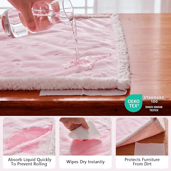 Qeils Pet Blankets for Cats - Waterproof Cat Blanket Washable - Sherpa Fleece Puppy Blanket, Soft Plush Reversible Throw Protector for Bed Couch Car Sofa, 25"X30", Pink Bows - Image 2