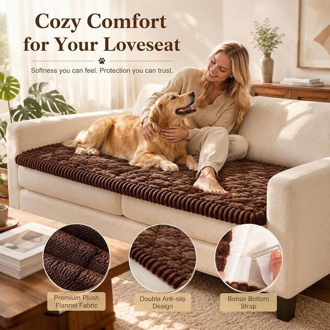 NILUOH Couch Cover for Dogs Washable, Non Slip Furniture Protector for Pet | Suitable for Leather & Fabric Loveseat/Small Couch, Prevents Pet Hair, Scratches & Stains, Pet Friendly, 27.6"x59" - Image 2