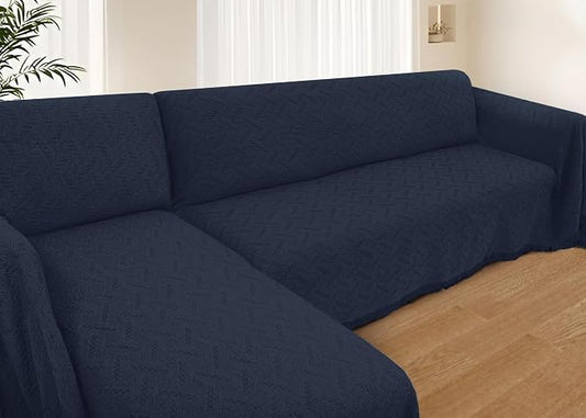HOMERILLA 2 Piece Sectional Couch Cover for L Shape Sofa Midnight Blue XL | Washable Fabric, Anti-Pet Hair, Stain & Wear Resistant, Multiuse Sofa Blanket Protector, Pet Friendly Easy Installation by HOMERILLA