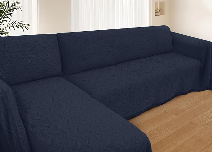 HOMERILLA 2 Piece Sectional Couch Cover for L Shape Sofa Midnight Blue XL | Washable Fabric, Anti-Pet Hair, Stain & Wear Resistant, Multiuse Sofa Blanket Protector, Pet Friendly Easy Installation by HOMERILLA