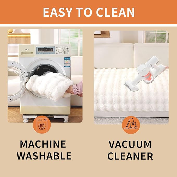 Waterproof Dog Bed Cover Non Slip Couch Covers for Dogs Washable Soft Faux Fur Sofa Cover Couch Covers for 2 Cushion Couch Sofa Pet Friendly (Off White) - Image 7