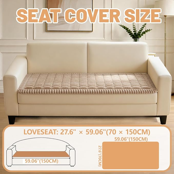 Waterproof Couch Cover for Dogs Washable,Nonslip Fuzzy Durable Pet Friendly | Soft Slipcovers for 3 Cushion Sofa Cover,Plush Thick Protector Fits Mat Bed Leather & Fabric Couches (Brown 27.6"x59.06") - Image 5