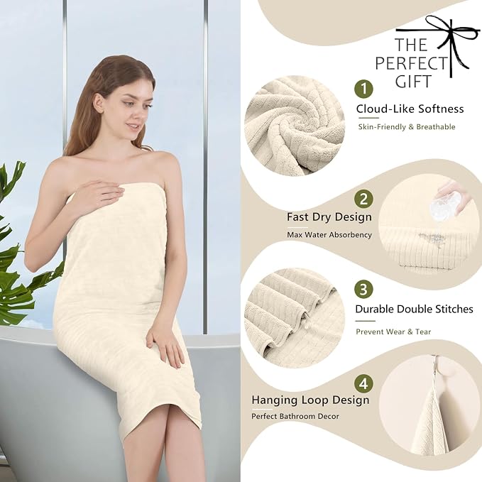 Extra Large Bath Sheet Set of 4,Ultra Soft Fluffy Towel,35”x 70”Oversized Bath Towel Set,Premium Microfiber Bathroom Towel Set Highly Absorbent Quick Dry Shower Towel for Bathroom,Hotel,Spa(Beige) - Image 3