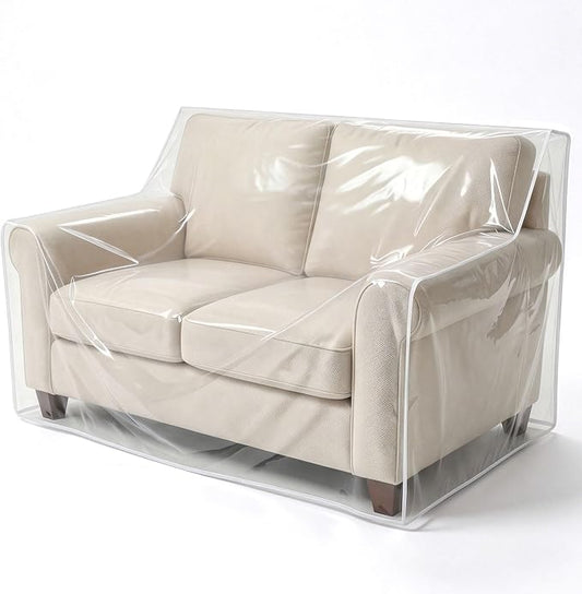 TAOCOCO Plastic Couch Covers 82" W Heavy Duty Clear 2 Seat Sofa Covers, Thick Vinyl Loveseat Couch Cover for Dog & Cat, Waterproof & Dustproof Sofa Furniture Protector for Storage and Moving by TAOCOCO