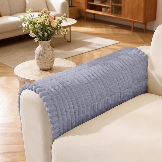 Fuzzy Couch Arm Covers for Dogs Washable, Thick Couch Covers for 3 Cushion Sofa Pet Friendly, Non Slip Plush Dog Couch Cover for for Sectional, Loveseat (Light Gray, 17.6" x 17.6") by CYCMACOHOME