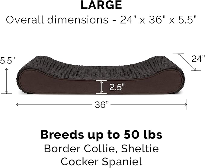 Furhaven Replacement Dog Bed Cover Ultra Plush Faux Fur & Suede Contour Luxe Lounger, Machine Washable - Chocolate, Large - Image 3