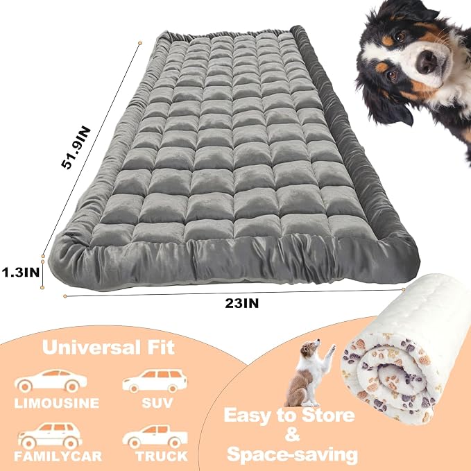 Dog Car Seat Cover for Back Seat, Sliver Gray Flannel Pet Bed Mat, Non-Slip Waterproof Bottom, Washable Dog Bed & Seat Protector for Cars SUVs Trucks, Fits Backseat Extenders - Image 4