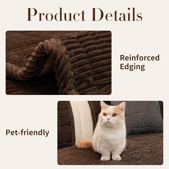 Dog Couch Cover for Sofas, Pet Couch Cover Washable, Funny Fuzzy Plush Sofa Covers for Dogs, Non Slip Sofa Covers, Sofa Pad Furniture Protector for L Shaped(1PC, Dark Brown, 27.5"x 82.7") - Image 2