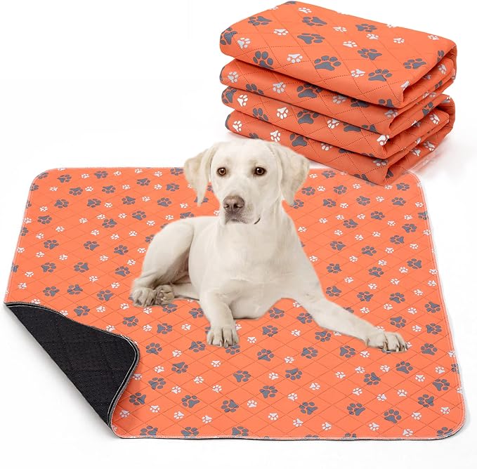 Lepark Washable Pee Pad for Dogs 2Pack Reusable Puppy Non-Slip Pet Training Pads (Orange, 36x72) by Lepark