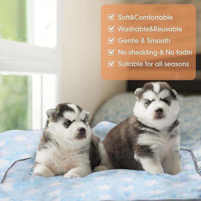 Chumia 40 Pcs Puppy Blankets for Small Dog Pet Bulk Fleece Soft Fluffy Washable Dog Star Print Pattern Fleece Blankets for Pets Throw Warm Bed Mat for Puppy Cat, 24 x 16 Inches - Image 4